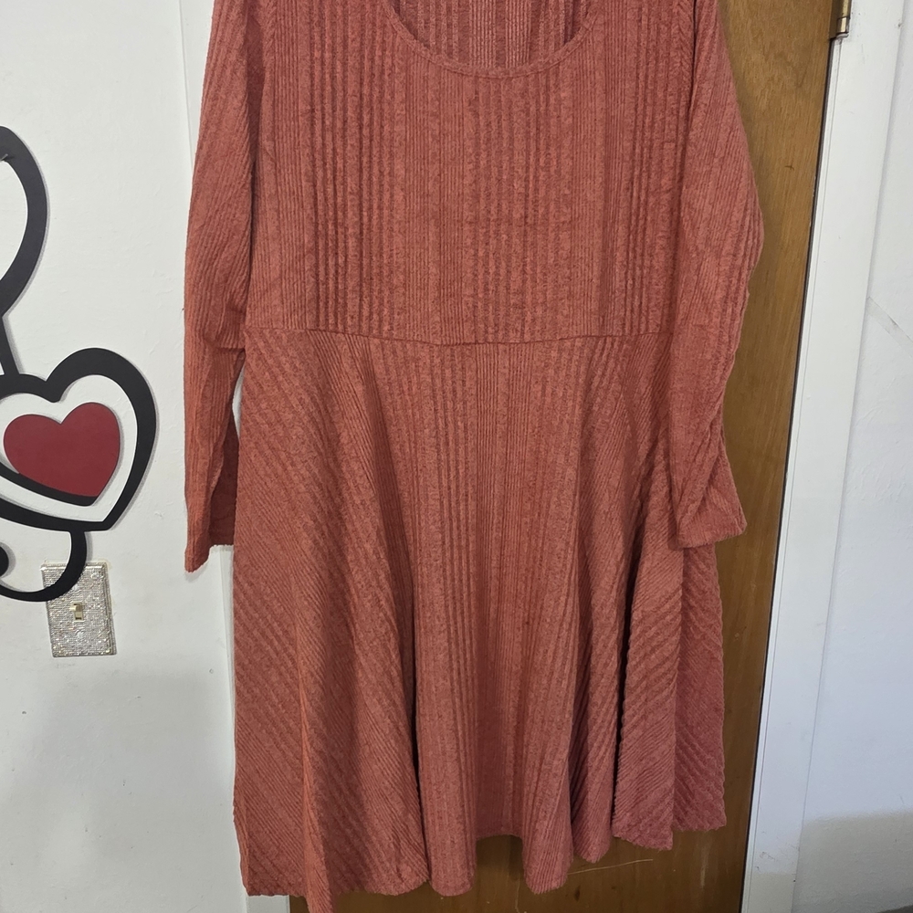 Elegant Coral Long Sleeve Dress